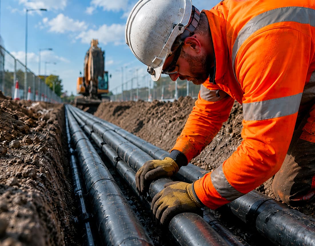 Fibre cable installation and telecoms chamber works on site
